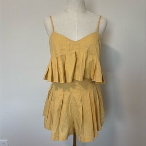 Free People Yellow Pleated Skort and Top